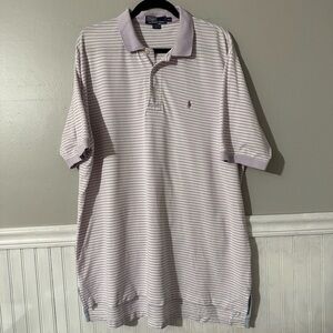 Polo Ralph Lauren Men’s Short Sleeve Shirt Purple & White 100% Cotton Mesh XXL